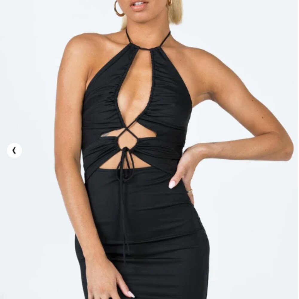 (NWT) Princess Polly | Black Satin Gertrude Mini Dress